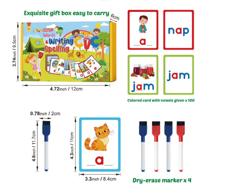 Sight Word Flash Cards – 100 Double-Sided, Writable & Wipeable