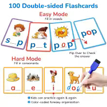 Sight Word Flash Cards – 100 Double-Sided, Writable & Wipeable